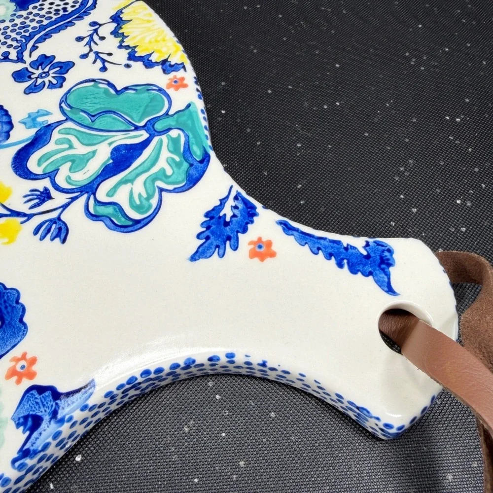 Anthropologie Jardin Fleuri Stoneware Cheese Board Floral Paisley ServingPlatter